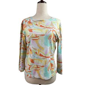 Leggiadro 3/4 Length Sleeve Shaped T-Shirt in Pastel Nautical Sailboat Print